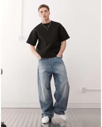 Weekday - T-Shirt Premium Squadrata Nera - Lyst