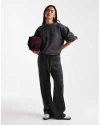 ASOS - Geribbelde Gebreide Broek Met Wijde Pijpen - Lyst
