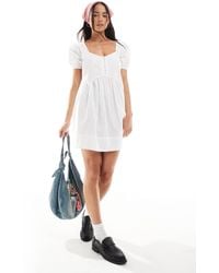 Wednesday's Girl - Button Detail Mini Smock Dress - Lyst