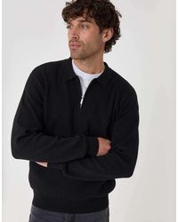 Threadbare - Cotton Rich Quarter Zip Long Sleeve Polo - Lyst