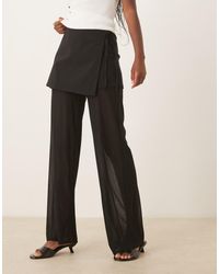 ASOS - Mixed Fabric Mesh Trouser With Tie Side Skirt Overlay - Lyst