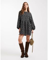 Daisy Street - Long Sleeve Smock Mini Dress - Lyst