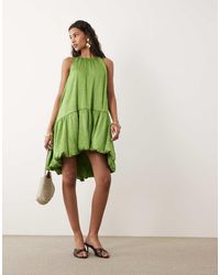 ASOS - Satin Mini Racer Dress With Asym Bubble Hem - Lyst