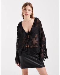 Pieces - – transparentes oberteil aus netzstoff - Lyst