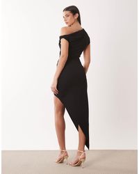 ASOS Fallen Shoulder Midi Prom Dress With Tie Detail in Pink | Lyst ASOS Fallen Shoulder Midi Prom Dress With Tie Detail in Pink | Lyst