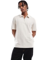 Jack & Jones - Polo texturé à col zippé - beige - Lyst
