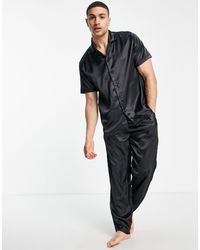 ASOS Lounge Satin Pyjama Set - Black