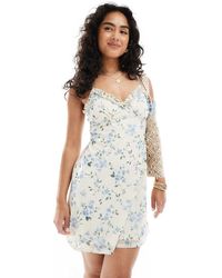 New Look - Mini Jurk Van Mesh Met Bandjes En Bloemenprint - Lyst