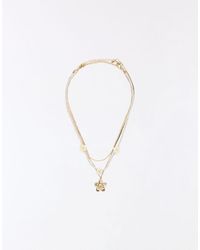 Bershka - Set Van Kettingen Met Bloemen - Lyst