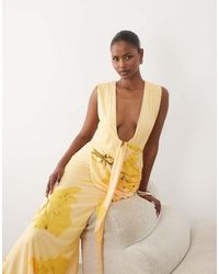 ASOS - Scarf Detail Plunge Draped Maxi Dress - Lyst