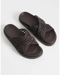 Nobody's Child - Real Leather Woven Cross Strap Slider - Lyst