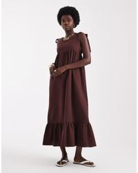 Miss Selfridge - Linen Tie Shoulder Maxi Dress - Lyst