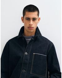 SELECTED - Veste en jean selvedge coordonnée à surpiqûres contrastantes foncé - Lyst