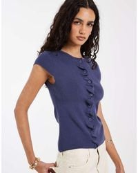 ASOS - Compact Knit Cap Sleeve Cardigan With Ruched Placket - Lyst