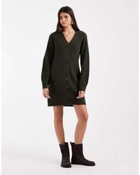 Vero Moda - Button Front Balloon Sleeve Knitted Mini Dress - Lyst