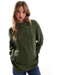 Brave Soul - Oversized Gebreide Trui Met Kabels - Lyst