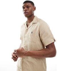Polo Ralph Lauren - Camisa De Corte Clásico Extragrande Y Manga Corta Con Cuello De Solapas Y Logo De Icono De Lino De (Parte De Un Conjunto)-Neutro - Lyst