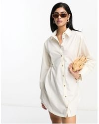 ASOS - Utility Mini Shirt Dress With Tab Waist With Horn Buttons - Lyst