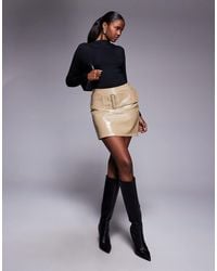 River Island - Faux Leather Pocket Detail Mini Skirt - Lyst