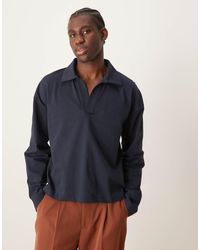 ASOS - Polo Oversize Squadrata A Maniche Lunghe Con Scollo A V Profondo - Lyst
