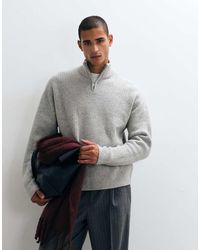 ASOS - Super Oversized Knitted Wool Blend Half Zip Rib Jumper - Lyst