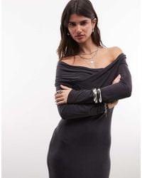 AllSaints - Delta Long Sleeve Cupro Midi Dress - Lyst