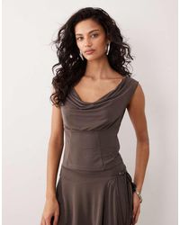 Motel - Co-Ord Wiyana Cowl Neck Cupro Top - Lyst