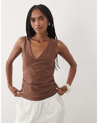 ASOS - Sleeveless Gathered Wrap Top - Lyst