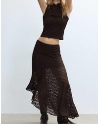 Stradivarius - – asymmetrischer midirock aus spitze - Lyst