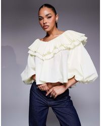 ASOS - Geplooide Oversized Blouse Van Poplin Katoenmix - Lyst