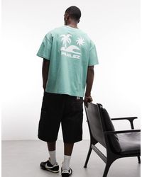 Parlez - Oversized T-Shirt Met Korte Mouwen En Grafische Strandprint Op De Achterkant - Lyst