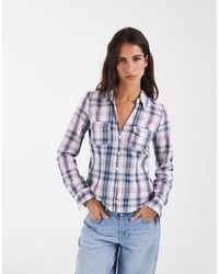 Hollister - Y2k Slim Fit V Neck Flannel Shirt - Lyst