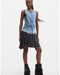 Desigual - Sleeveless Denim Dress 100% Cotton - Lyst
