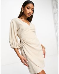 NA-KD - Wrap Linen Mini Dress - Lyst