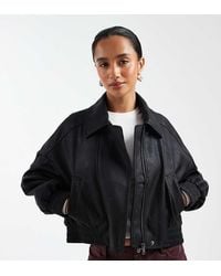 ASOS - Asos Design Petite Leather Look Moto Bomber Jacket - Lyst