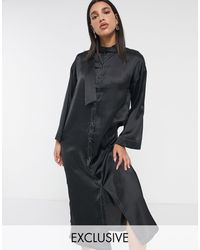 Native Youth Relaxed Button Up Maxi Dress - Black