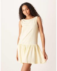 ASOS - Linen Blend Drop Waist Mini Dress - Lyst