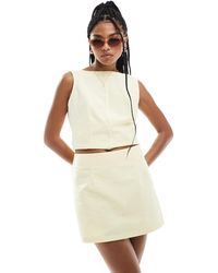 ASOS - Jupe-short en lin mélangé - beurre - Lyst
