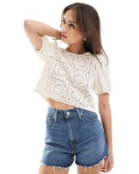 ONLY - Crochet Tie Back Top - Lyst