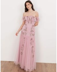 Maya - Embellished Bardot Maxi Dress - Lyst