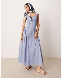 ASOS - – es western-maxikleid mit eckigem ausschnitt und tief angesetzter taille - Lyst