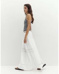 Pull&Bear - Jupe longue avec empiècement en dentelle - Lyst