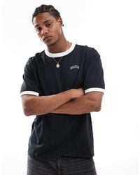 Hollister - T-Shirt Pesante Squadrata Con Logo Stile College E Bordi A Contrasto Nera/Crema - Lyst