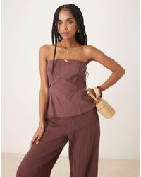 ASOS - Bandeau Linen Top Cotton Trouser Jumpsuit - Lyst