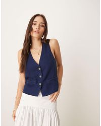 Mango - Soft Denim Waistcoat With Front Pockets - Lyst