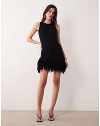 ASOS - Slub Fringed Mini Dress - Lyst