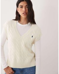 Polo Ralph Lauren - Chaleco Colo Crema De Punto De Ochos De Algodón-Blanco - Lyst