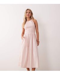 Miss Selfridge - Shirred Halter Maxi Dress - Lyst