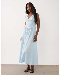 ASOS - Waisted V Neck Maxi Dress With Seaming Details - Lyst