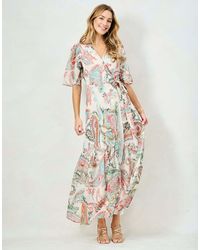 Hope & Ivy - The Blanche Flutter Sleeve Maxi Wrap Dress With Tie Waist - Lyst